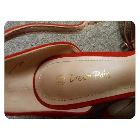 Dream Pairs Red Strappy Closed Pointed Toe  High Heels Size 8.5 - Picture 10 of 12